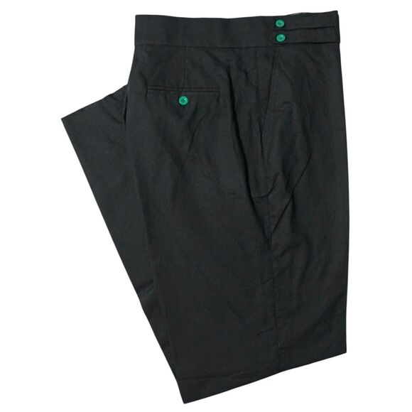 Mens Gurkha Chino Pants 38 Black Cotton Trousers Straight Fit Flat Front Casual